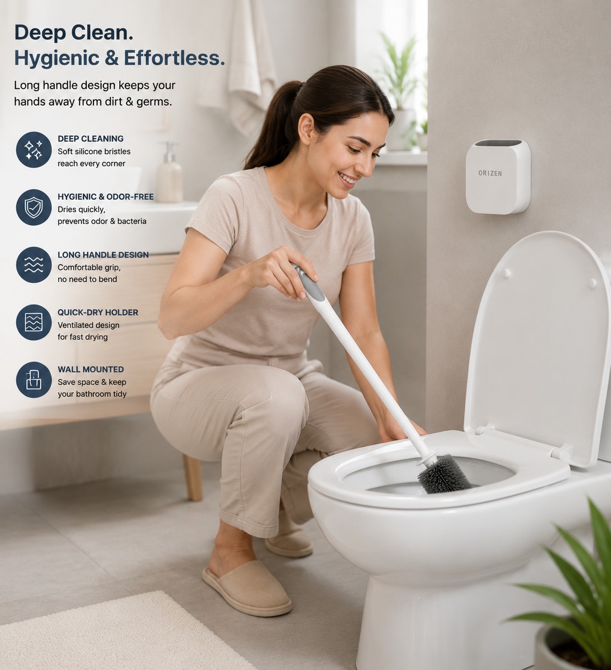 Orizen Silicone Toilet Brush Set - Image 5