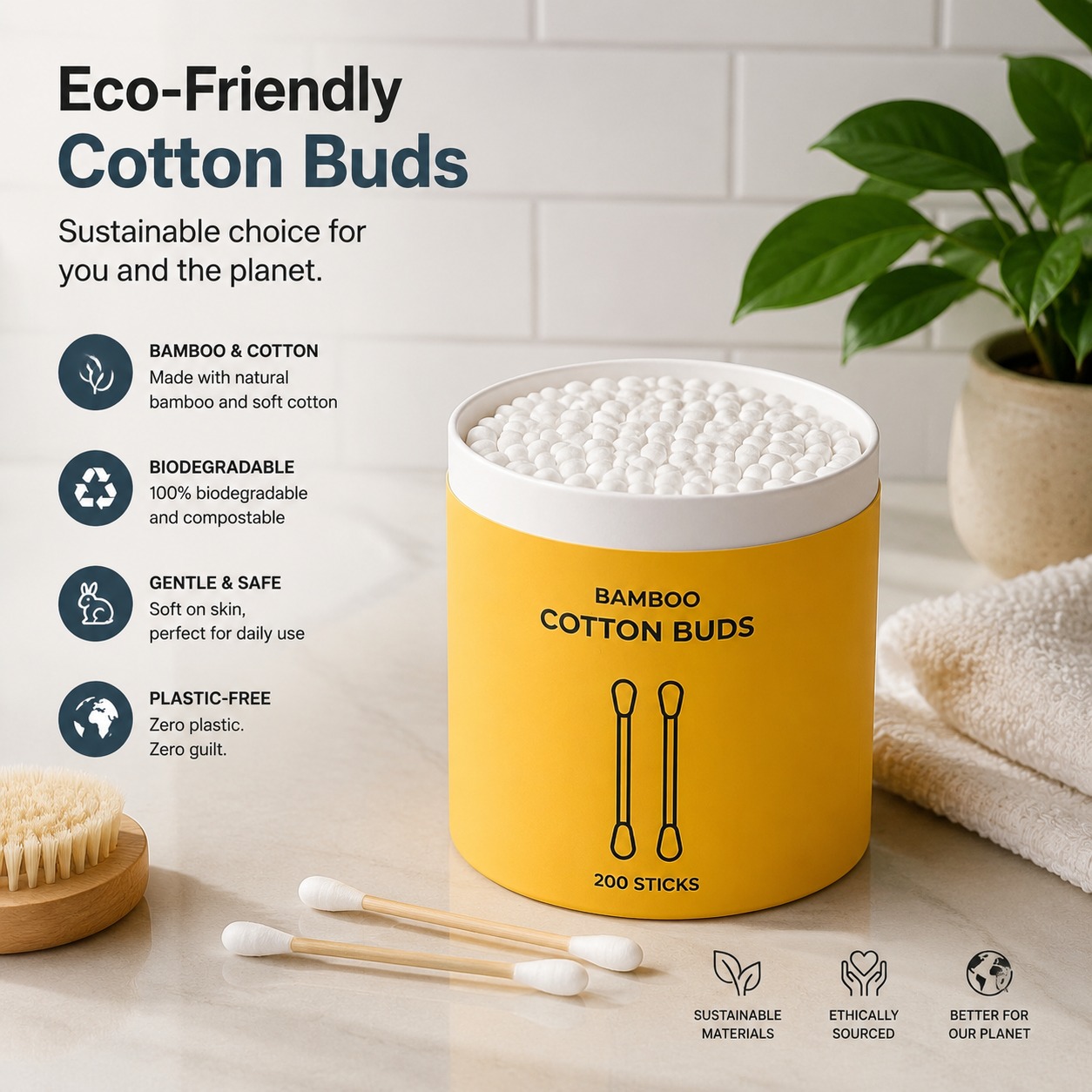 Eco-Friendly Bamboo Cotton Buds - Image 2