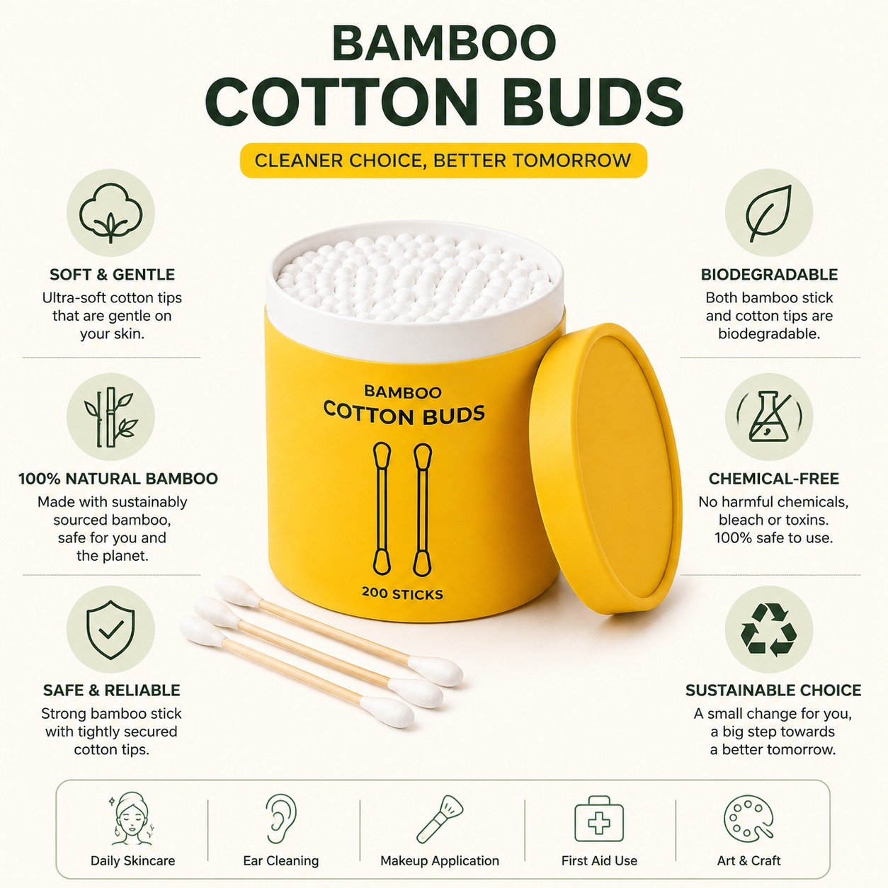 Eco-Friendly Bamboo Cotton Buds - Image 6